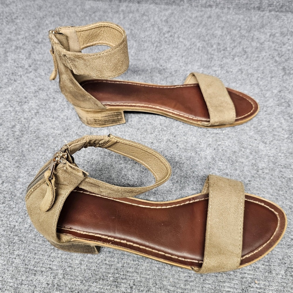Rock & Candy Nancie-P Sandals Women 9 Tan Boho Retro Ankle Strap Block Heel